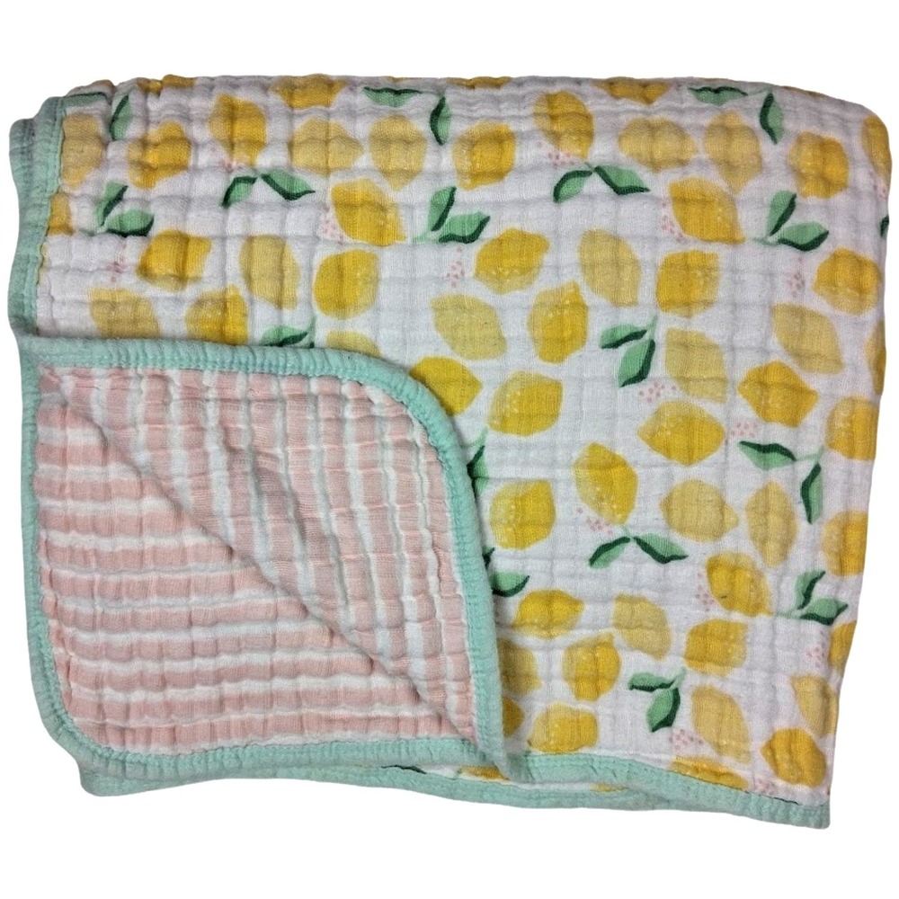 Cloud Island Lemon Pink Stripe Muslin Layered Baby Blanket Girl Target Cotton